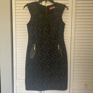 Eliza J Petite Black & Grey Leopard Print Sleeveless Dress - Size 4P